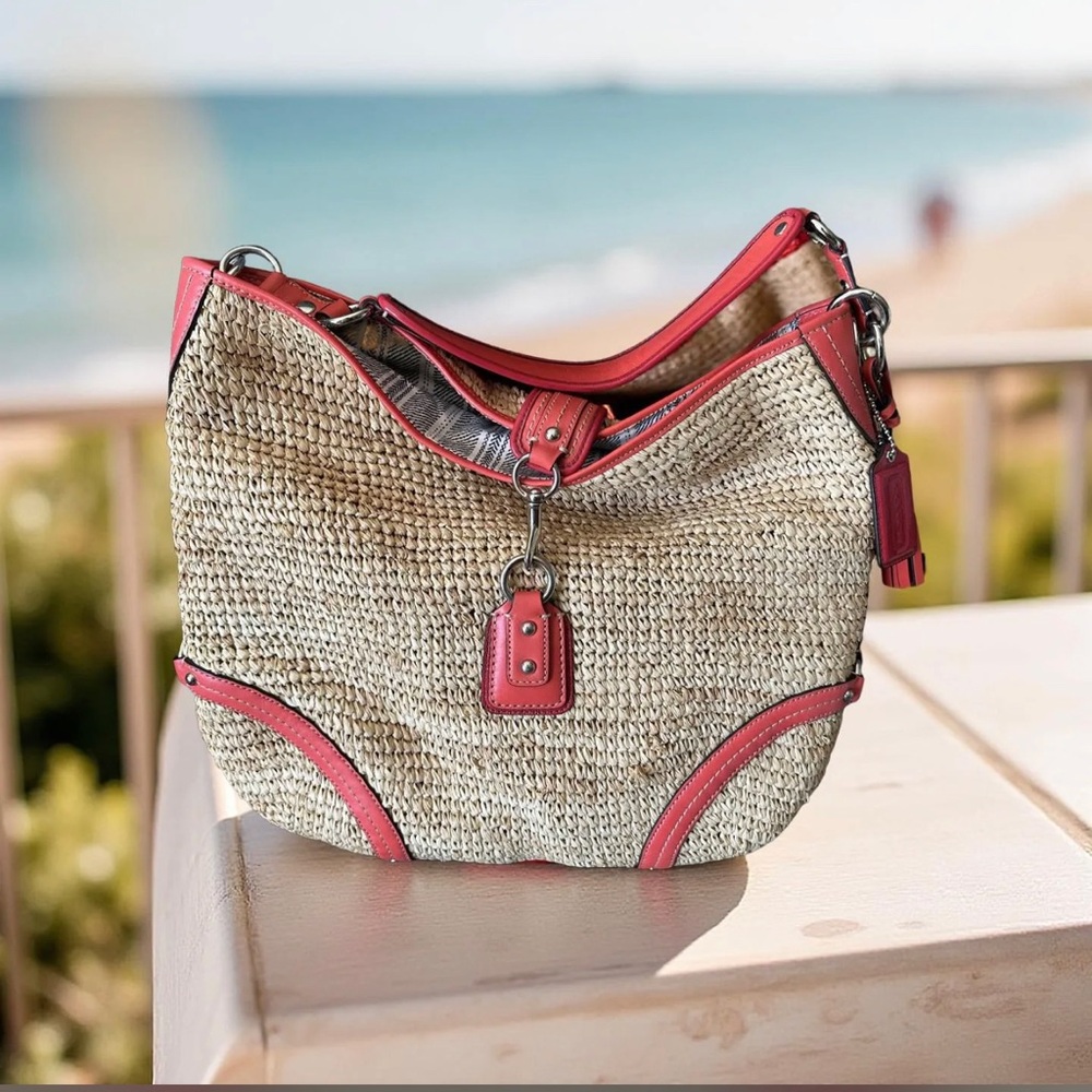 Coach Pink Straw Bag
